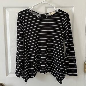 btween Black and White Striped Long Sleeve Top